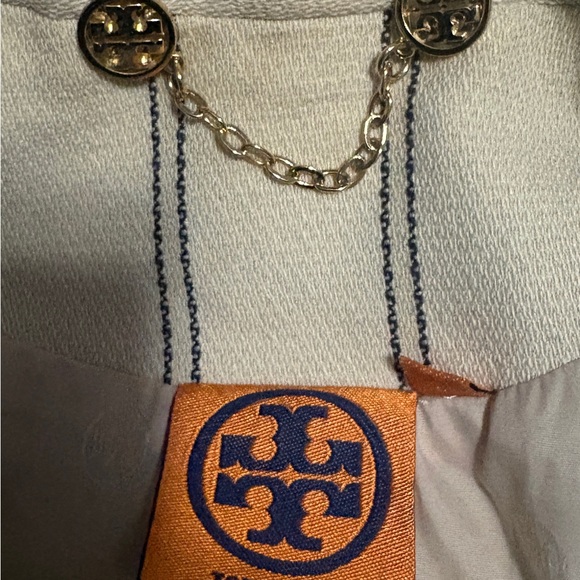 Tory Burch Cream Blazer with Navy Pinstripes - Picture 6 of 9